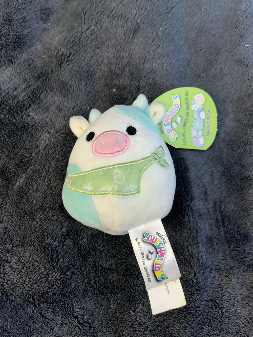 Squishmallows Mint, White & Cow Pig Clip-On Plush